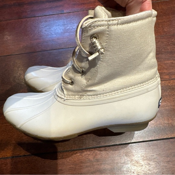 Sperry Saltwater Sparkle Off White Girls Duck Boots Size 5 M EUR 37 - Picture 5 of 6